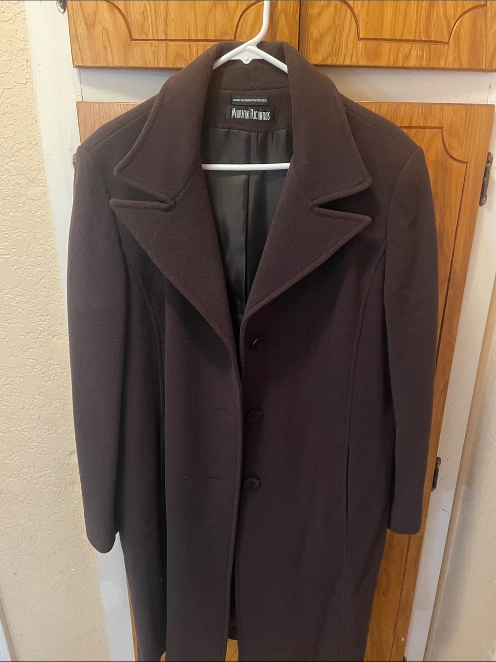 Marvin Richards Women's Dark Brown Wool Pea Coat